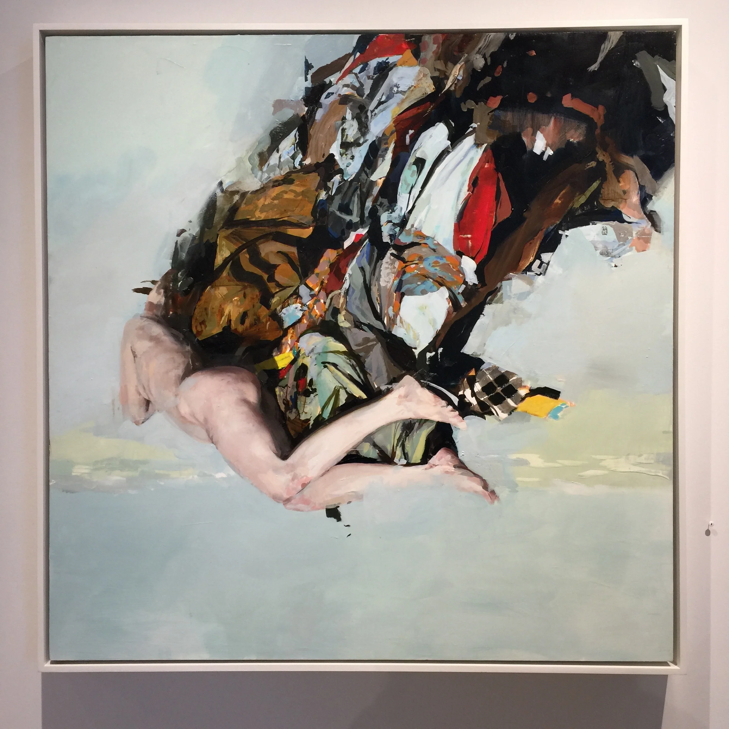 Alex Kanevsky Woman Pursued by Her Possessions, oil on board, 36" x 36"