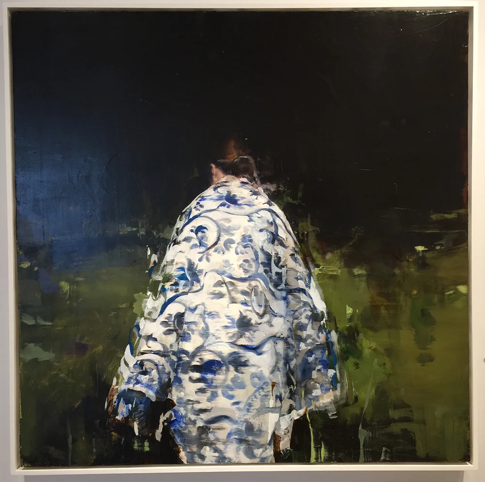 Alex Kanevsky J.F.H. with Nature Blanket, oil on board, 36" x 36"