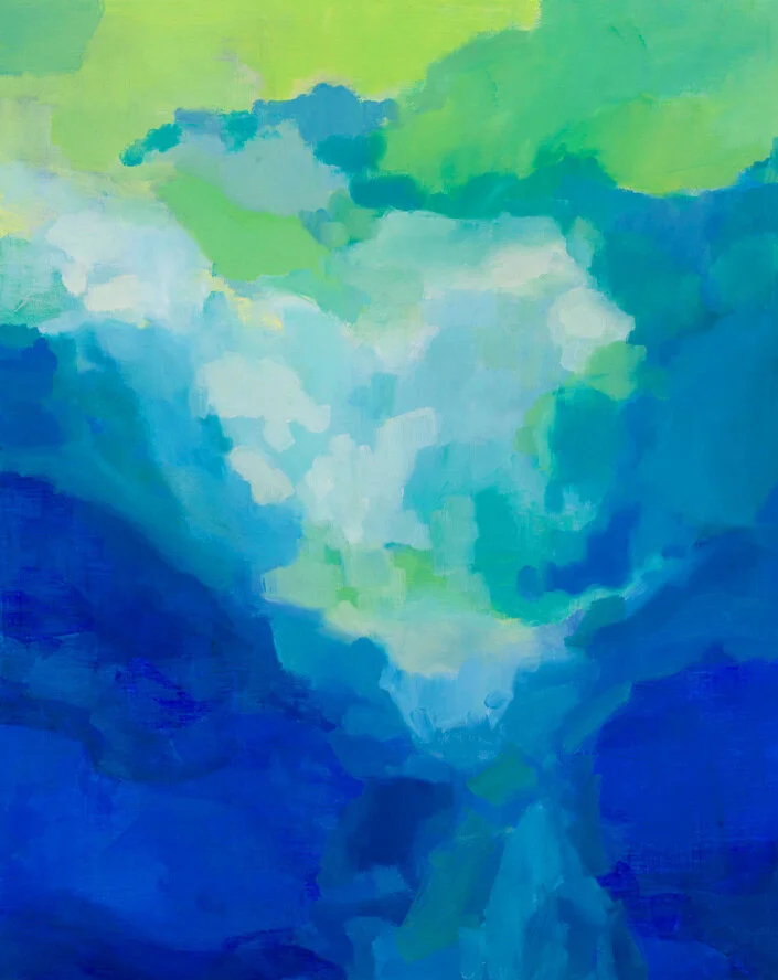 Caribbean Adventure Abstract Painting Blue, Green