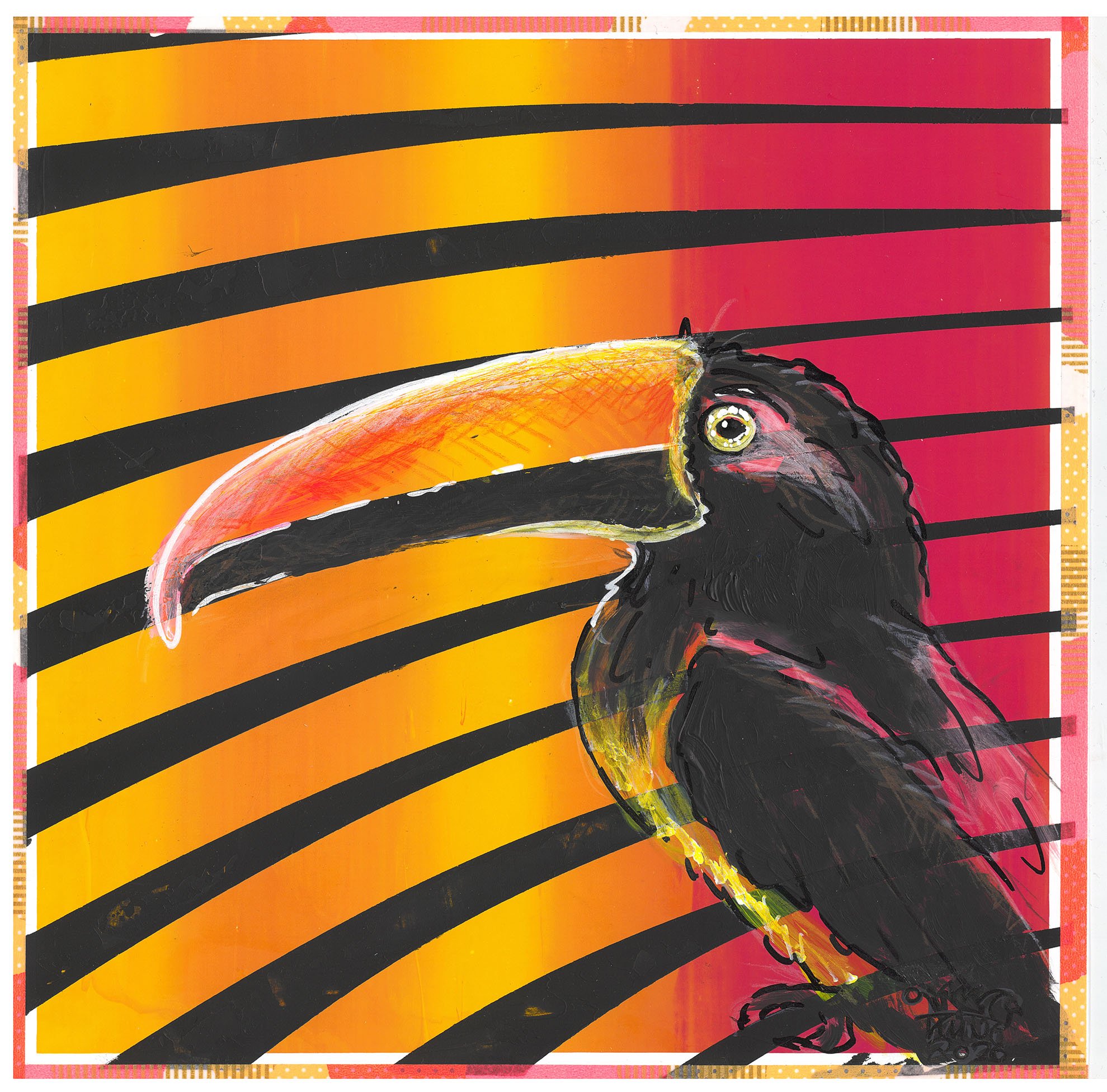  Kragen Arakari . 2026 . 25 × 25 cm . Acryl &amp; Wasserfarben auf Papier 