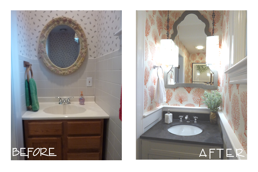  Half Bathroom Powder Room Design Remodel by Boston North Shore Interior Designer Lisa Jensen. 