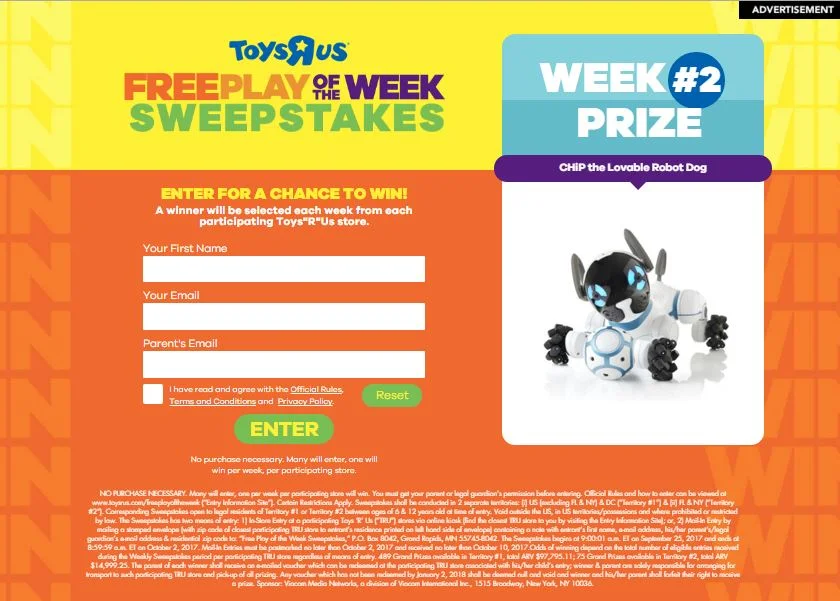 Custom Digital Website for Sweepstake Entry