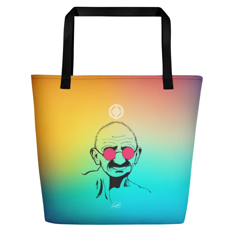 Gandhi Full Print Beach Bag