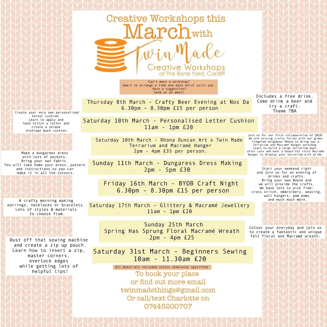Creative Workshops at Twin Made this March