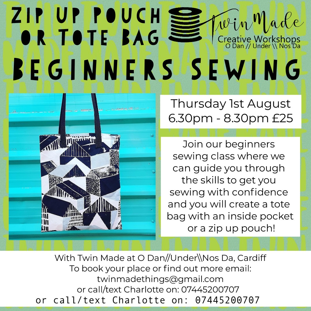 Thursday 1st August - Beginners Sewing Tote Bag - 6.30pm - 8.30pm £25