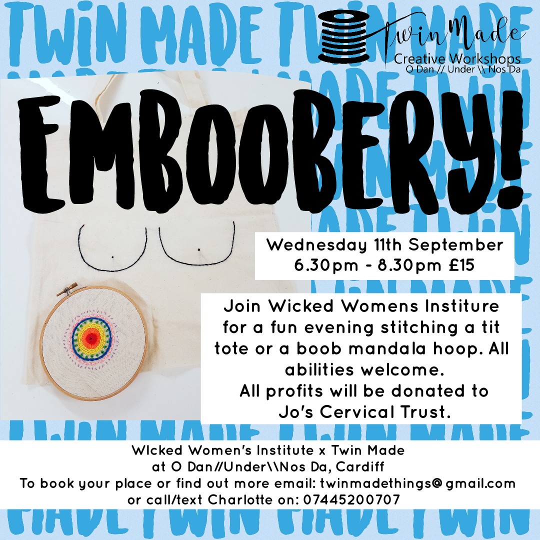 Wednesday 11th September - Emboobery 6.30pm - 8.30pm £15.