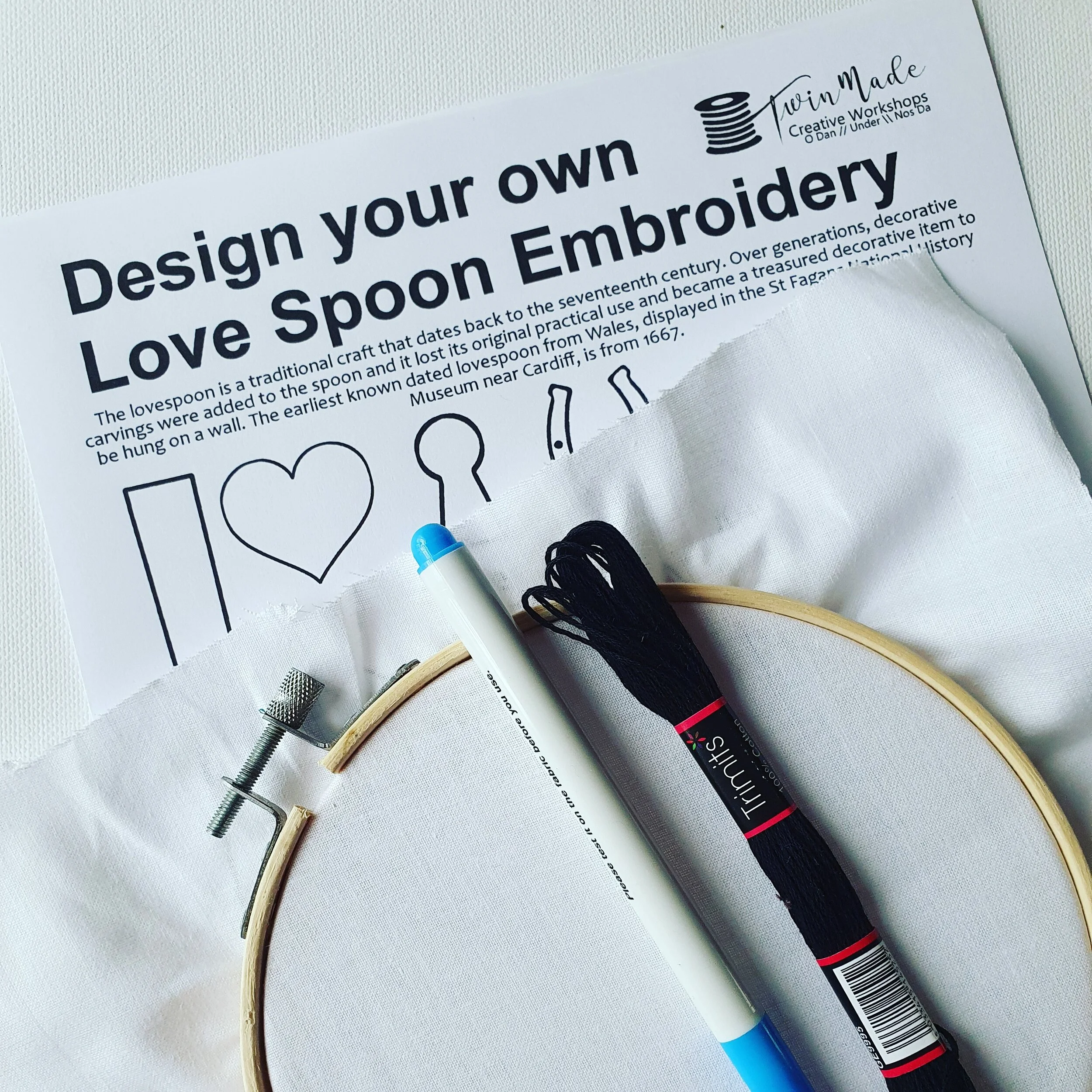 Create Your Own Love Spoon Embroidery Kit Craft Sewing MIY Twin create-your-own-love-spoon-embroidery-kit-craft-sewing-miy-twin