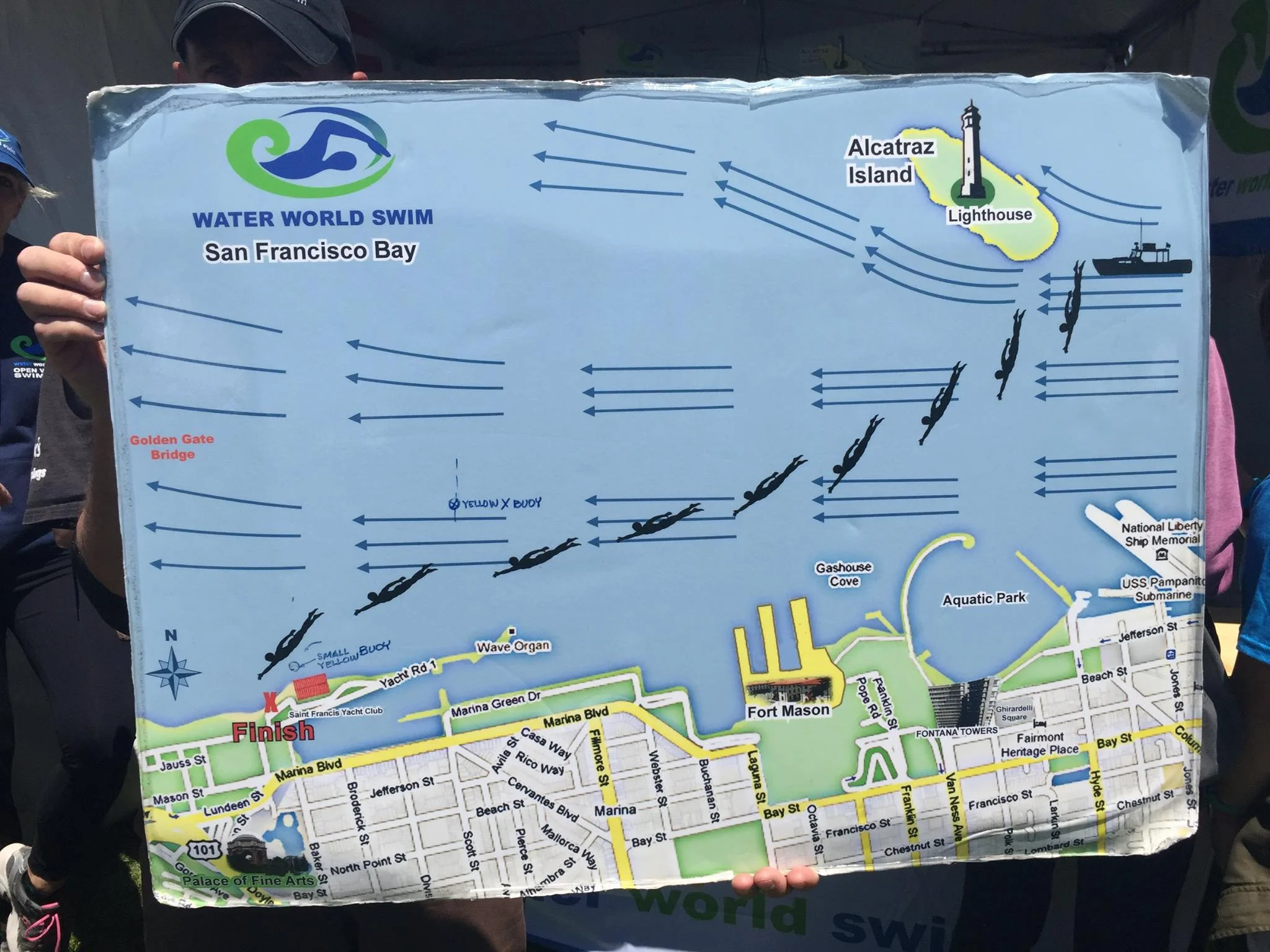 Suggested swim route + currents