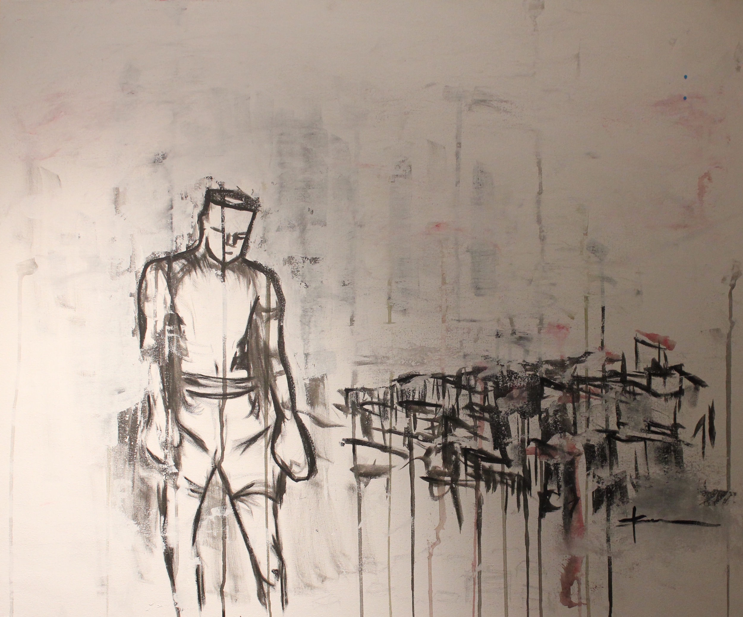 Conquest, 2016 Jeffrey Alonzo Karahamuheto 36 in x 30 in Oil, Acrylic, watercolor, on stretched Canvas (On Display as part of the Fluid Thought exhibition at the Chrysalis Gallery)