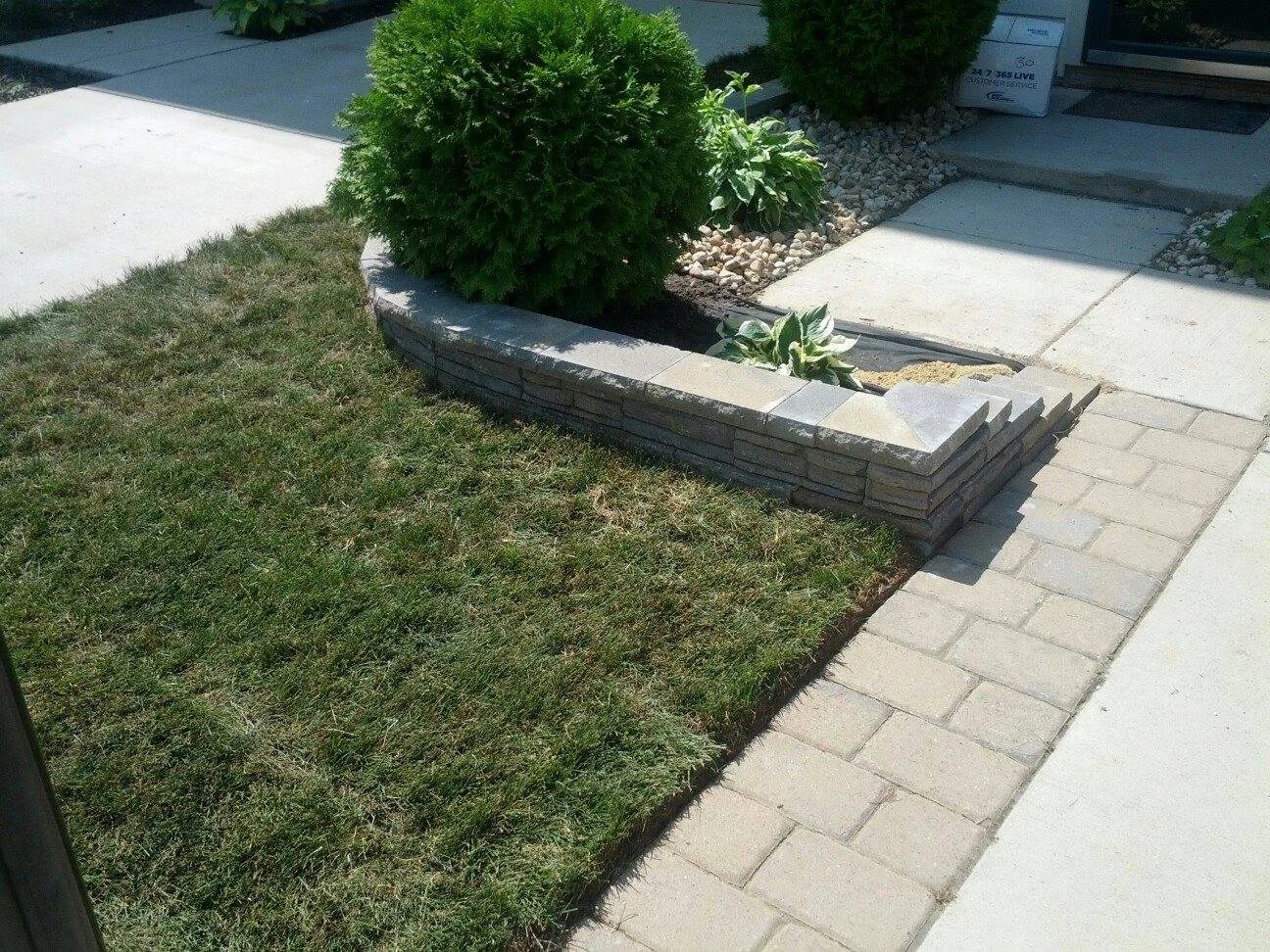 Garden wall and paver border