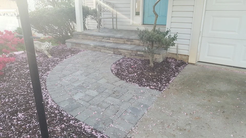 Stone Overlay Porch with Paver Walkway