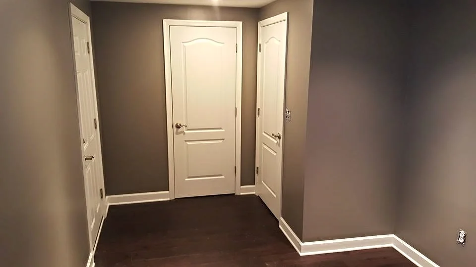 Basement Remodel - Hardwood flooring, new doors hung, closet door installation