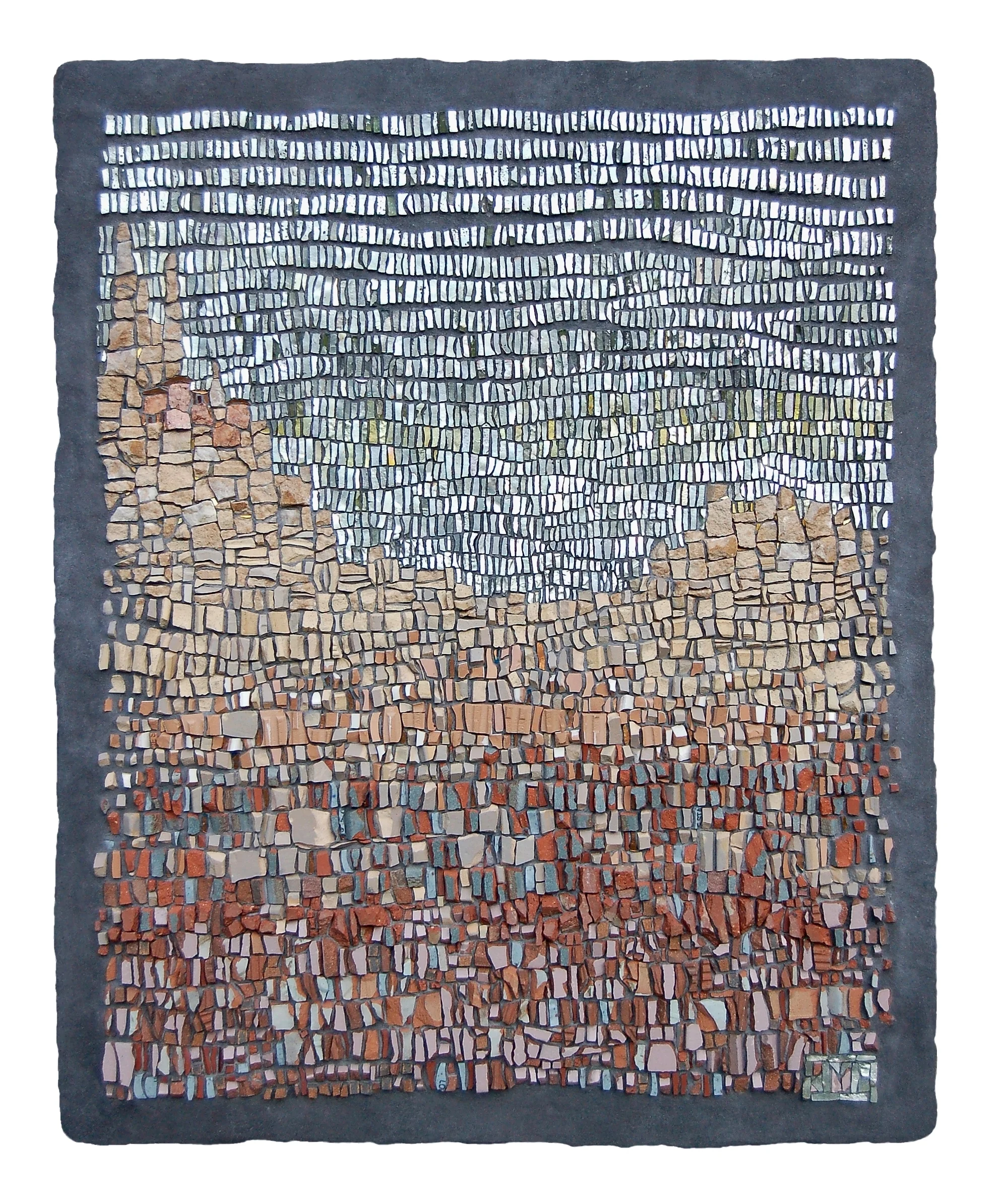  Jericho 28 in h x 24 in w - ceramic and mosaic gold on hand formed cement panel Private collection 