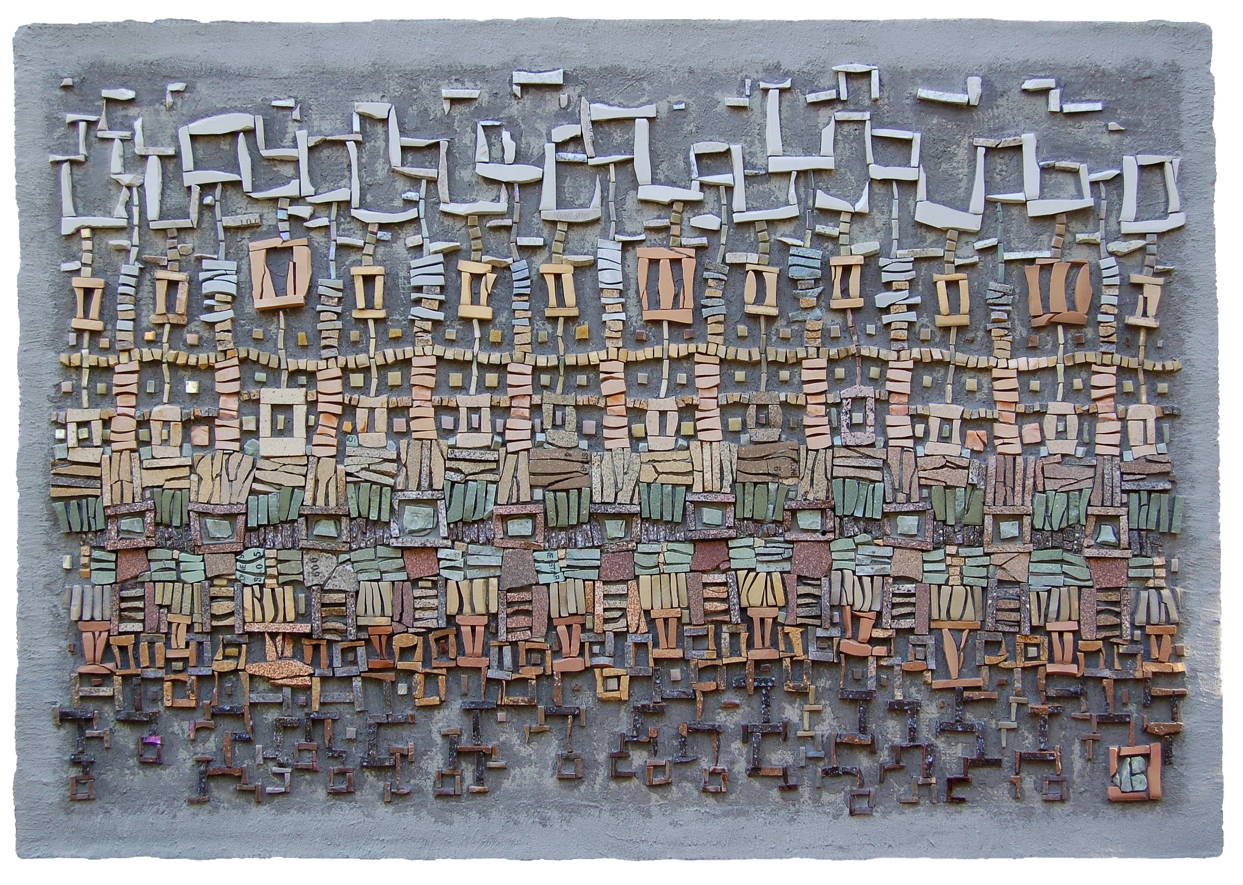  Infrastructure 27 in h x 39 in w - vintage porcelain tile on hand formed cement panel 