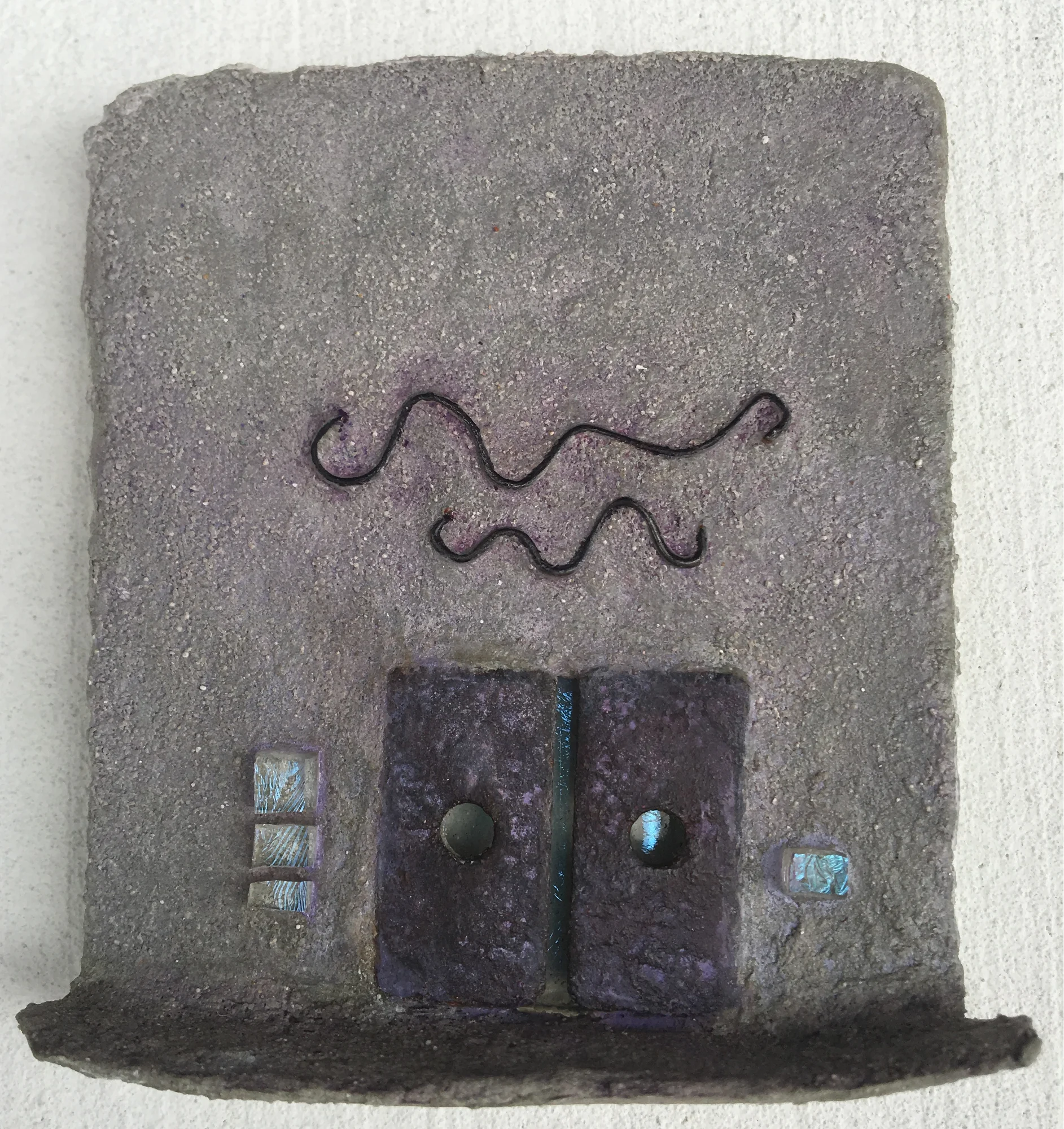  Mysterious Portal ( sold )  Glass, found objects, and pigment on hand formed cement armature  3 inches high x 3 inches wide 