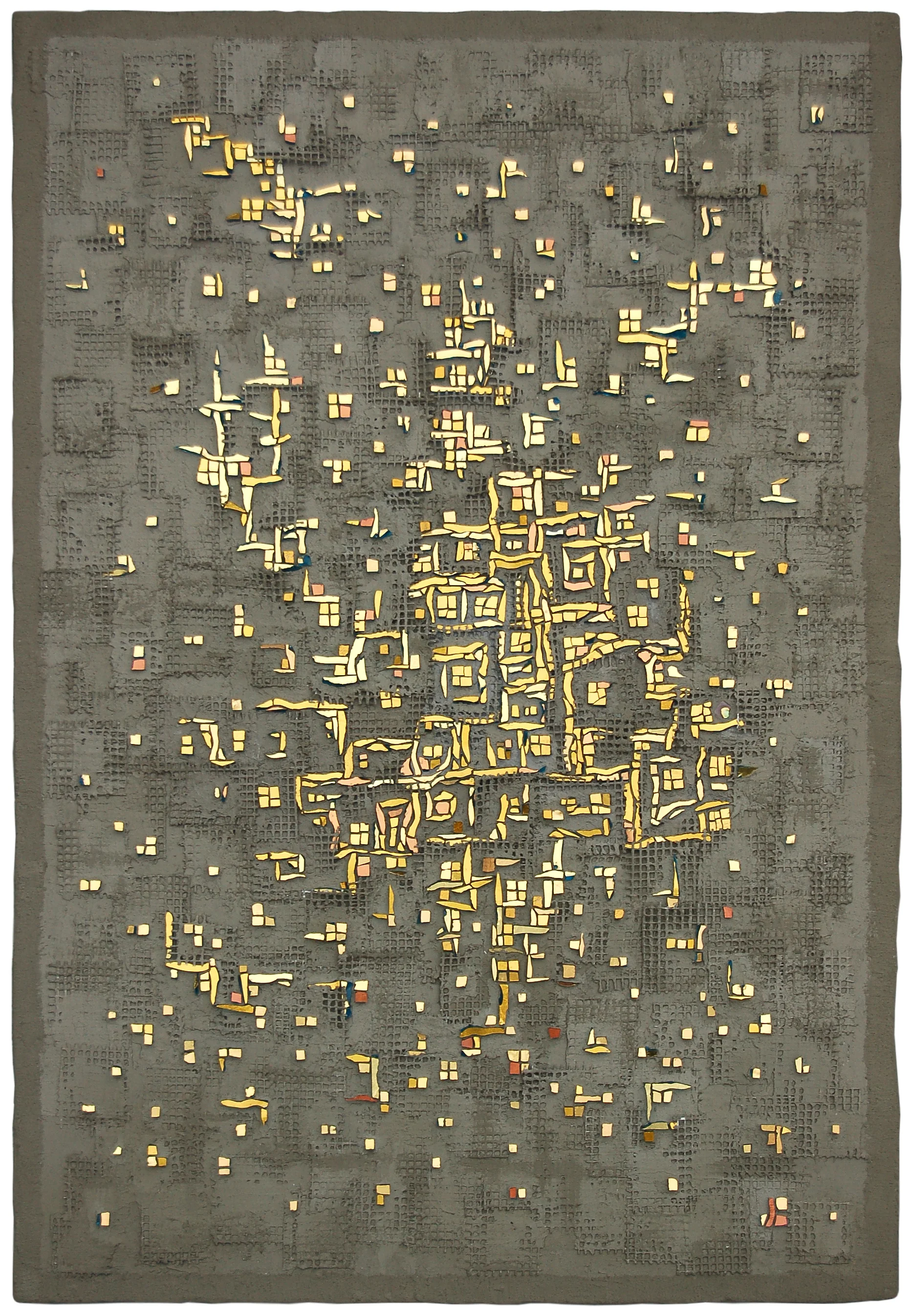  Byzantine Mosaic 39 in h x 26 in w - mosaic gold on hand formed cement panel Private collection 