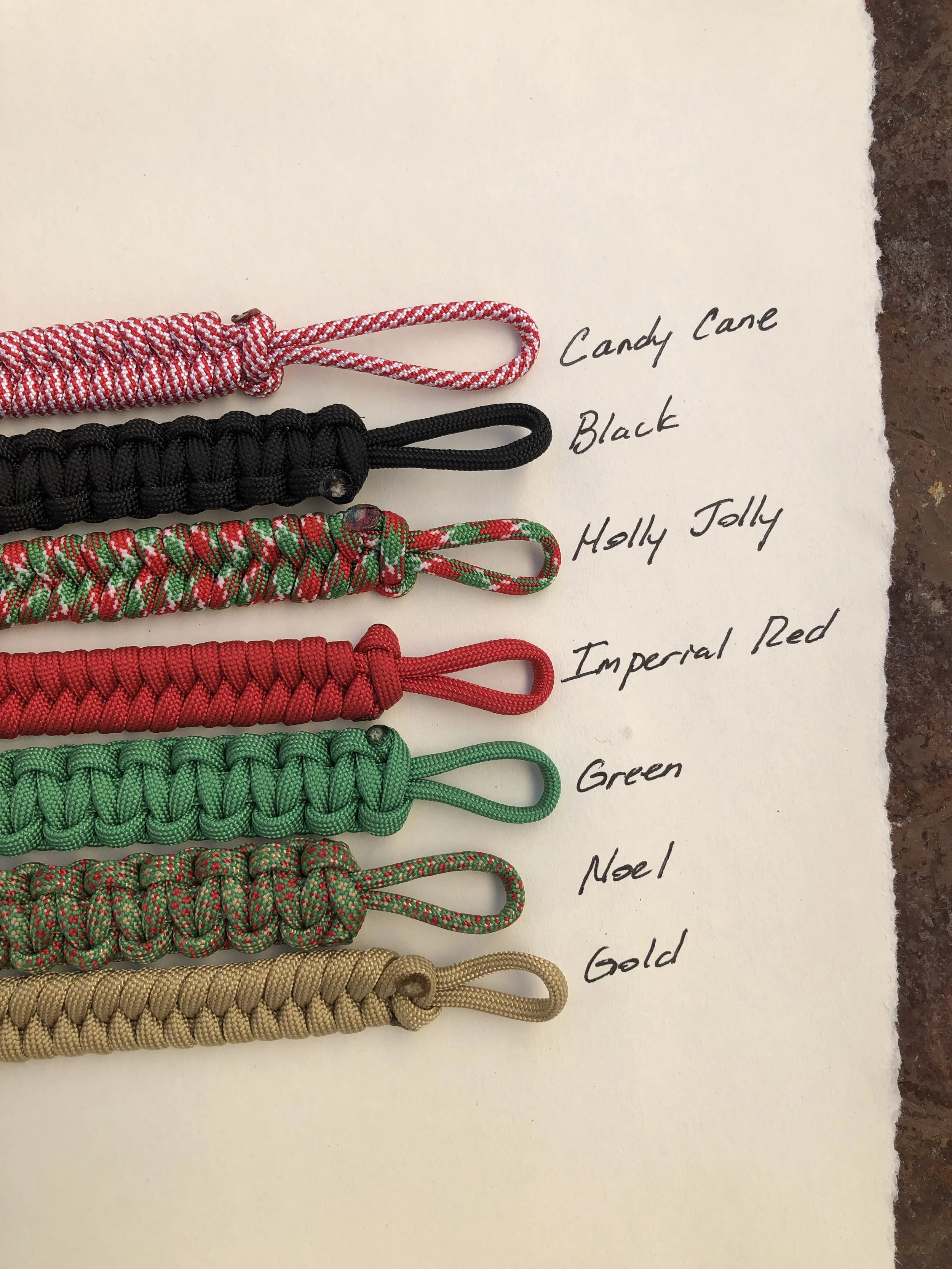 paracord color chart Christmas colors