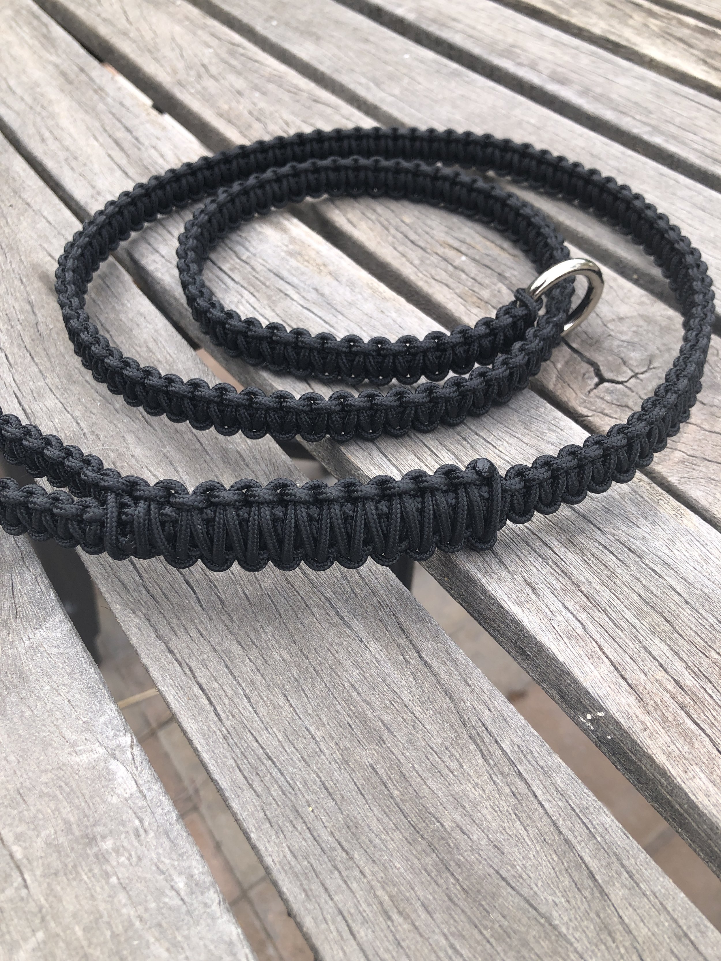 Slip Lead for Dogs 4' Black 95 Paracord Handmade in the USA Little Dog Leash
