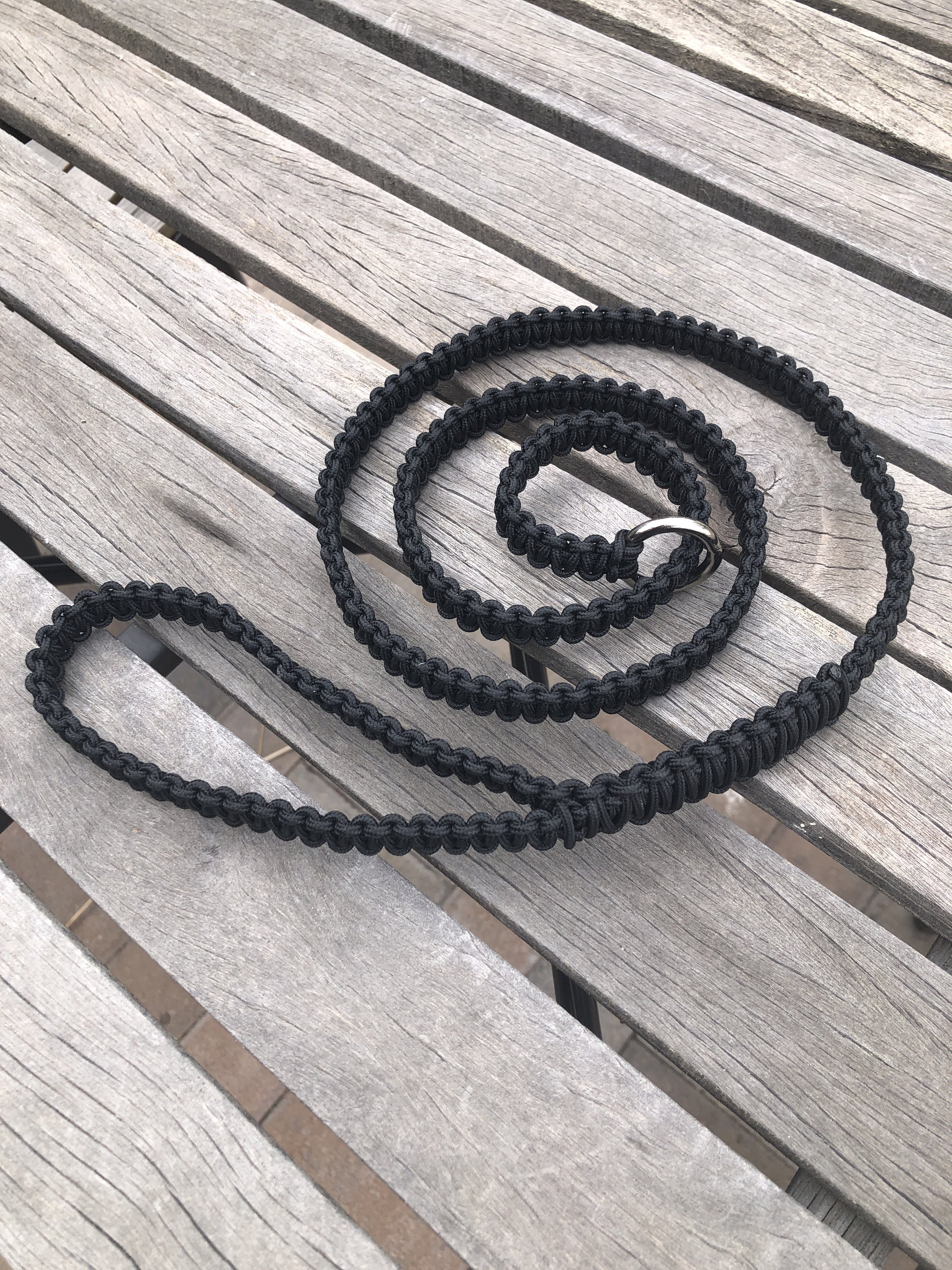 Slip Lead for Dogs 4' Black 95 Paracord Handmade in the USA Little Dog Leash