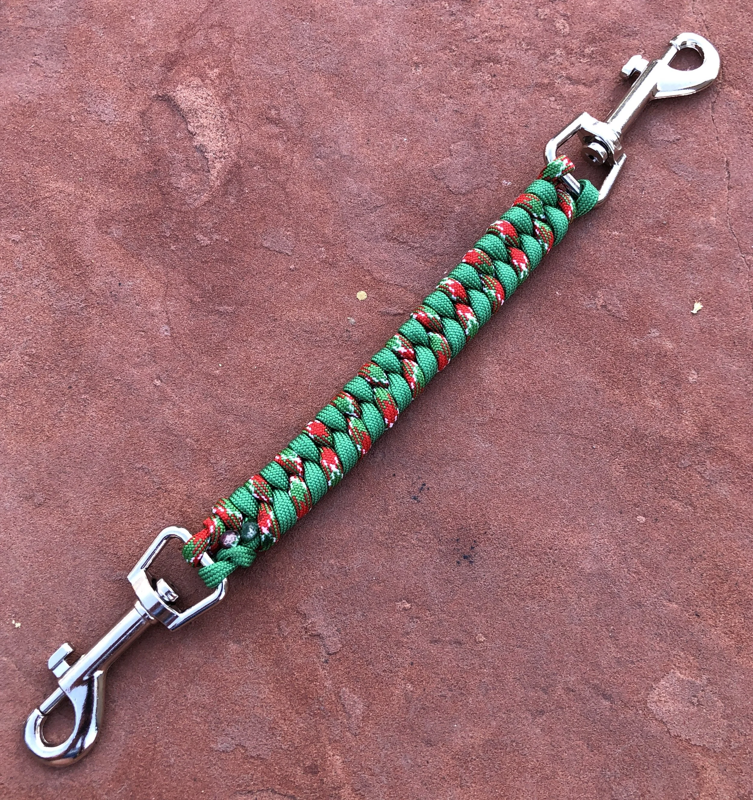 Dog Collar Safety Clip, Prong Collar Backup ~ 10" Green & Red