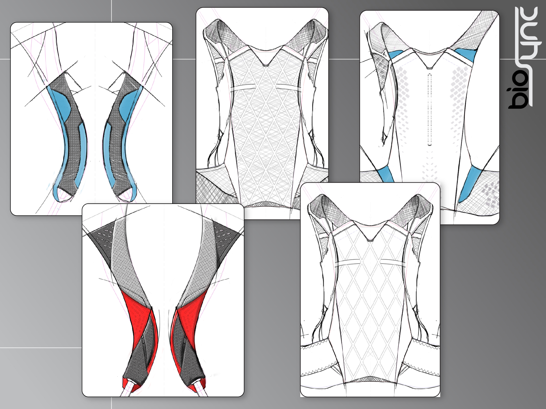 Backpanel and Shoulder straps were meant to go unnoticed. Stretch panels allowed both shoulder strap and waistbelts to move with the user. The stretch panels additionally lent a tight and confidence inspiring first impression of the daypacks. 