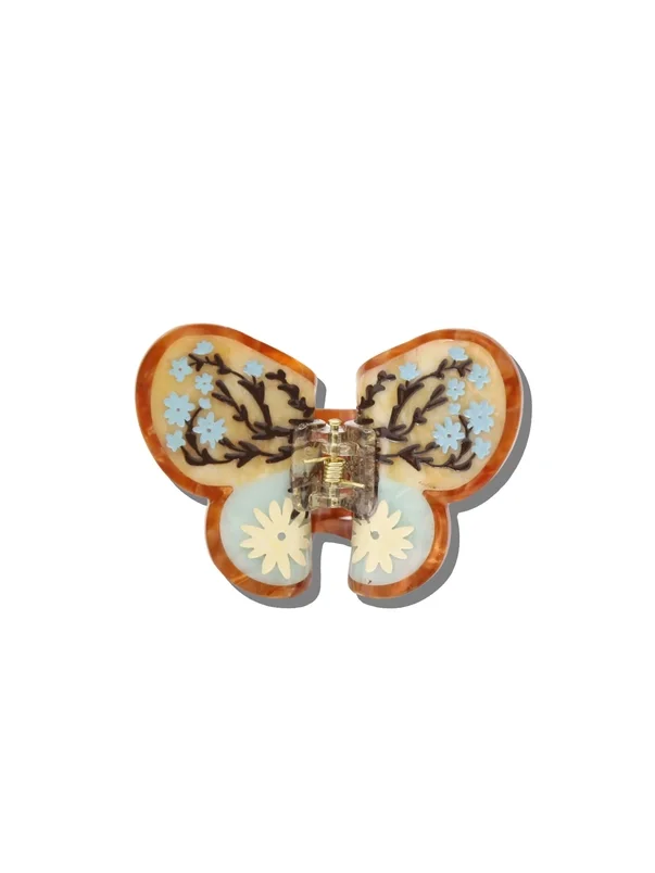 Handpainted Butterfly Claw Hair Clip Accessory in Blue