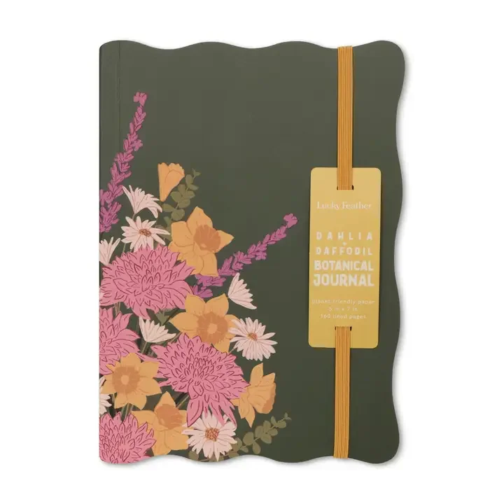 Floral Notebook - Pink/Yellow/White Flower Design on a Green Notebook