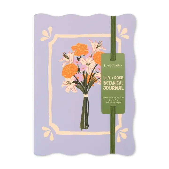 Floral Notebook - Colourful Orange/Yellow/Pink Bouquet pictured on a Purple Background