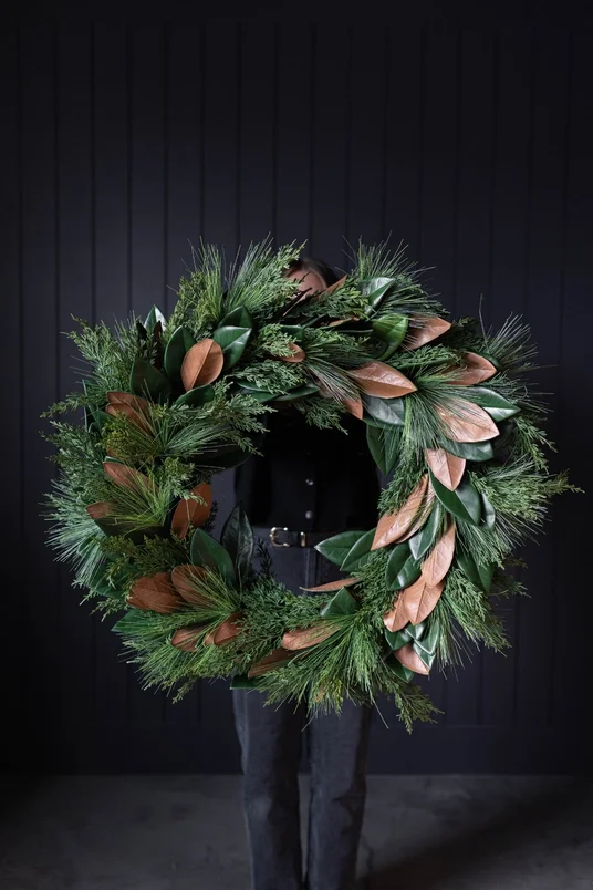 Magnolia Norfolk Cypress Mixed Real Touch Wreath