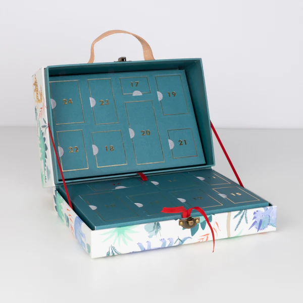 Dinosaur advent calender in a dinasour themed box
