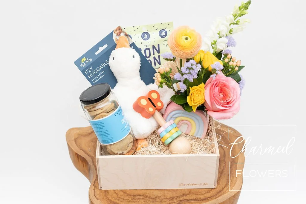 baby gift basket colorful