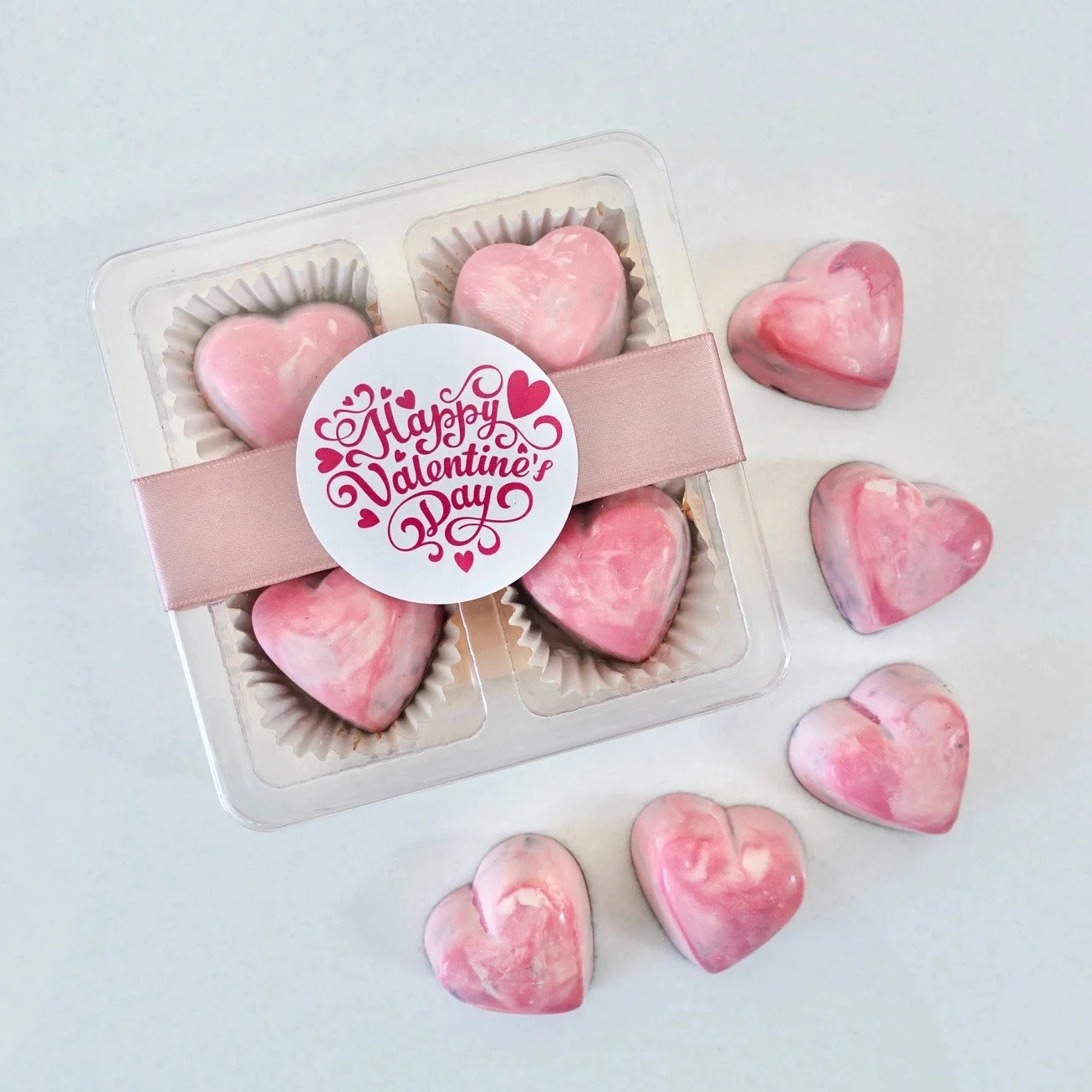 4 piece pink chocolate valentines chocolate