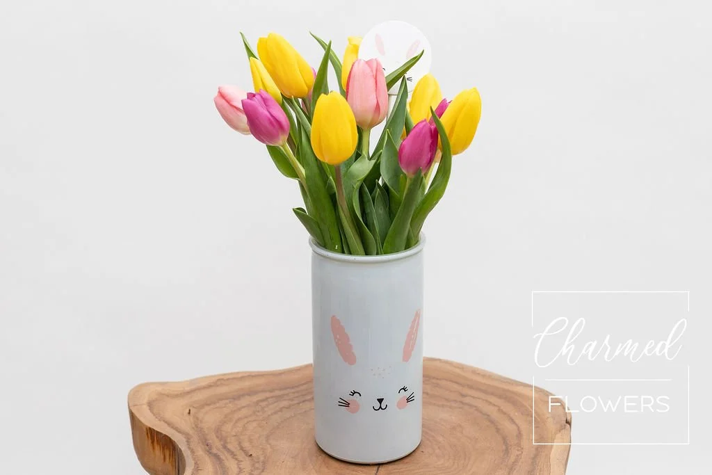 Bunny Tulip Vase Arrangement