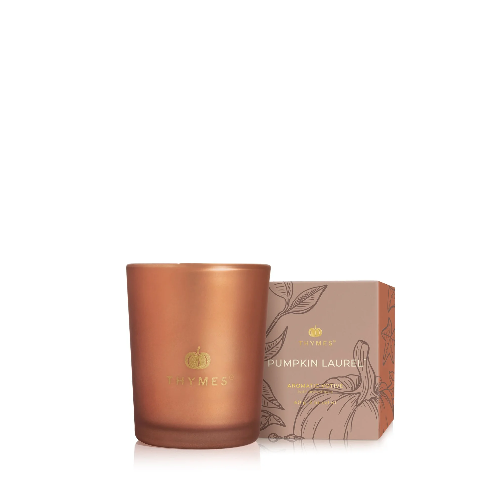 Tyhmes Pumpkin Laurel Scented Candle in a Copper Jar, Fall Decor