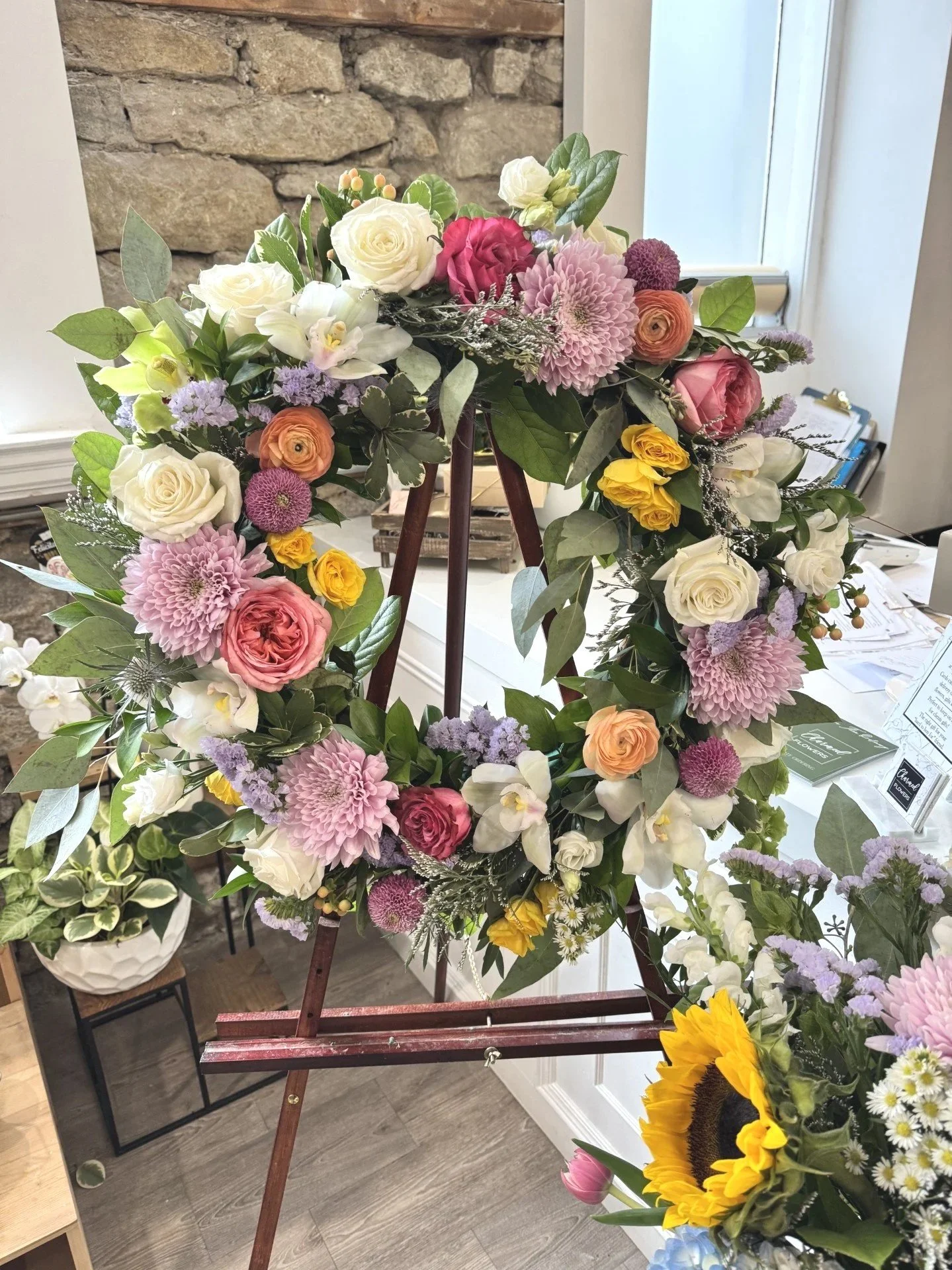 bright funeral wreath