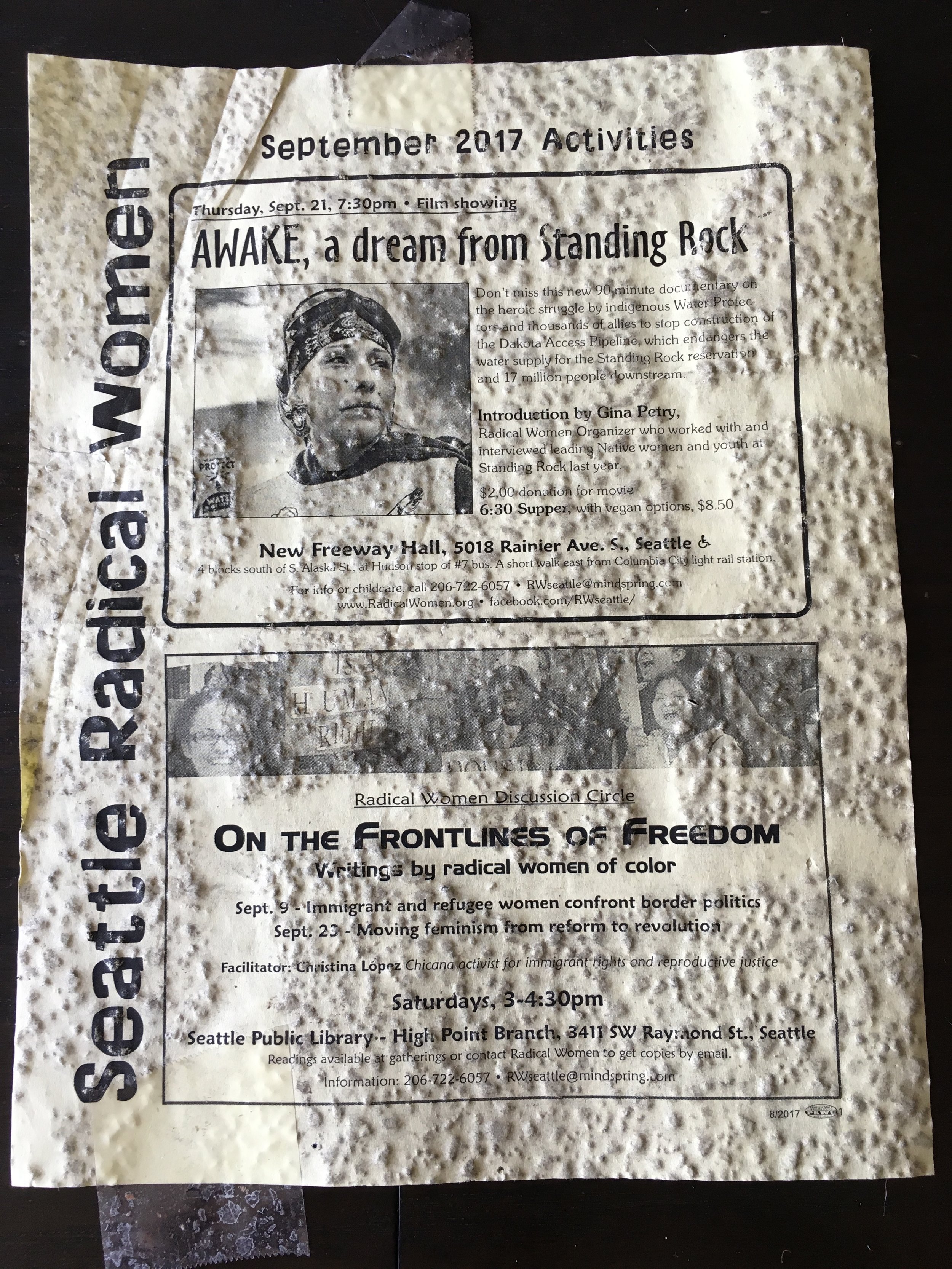 I'm glad I found this event flyer from Seattle's 'Radical Women' in the street today