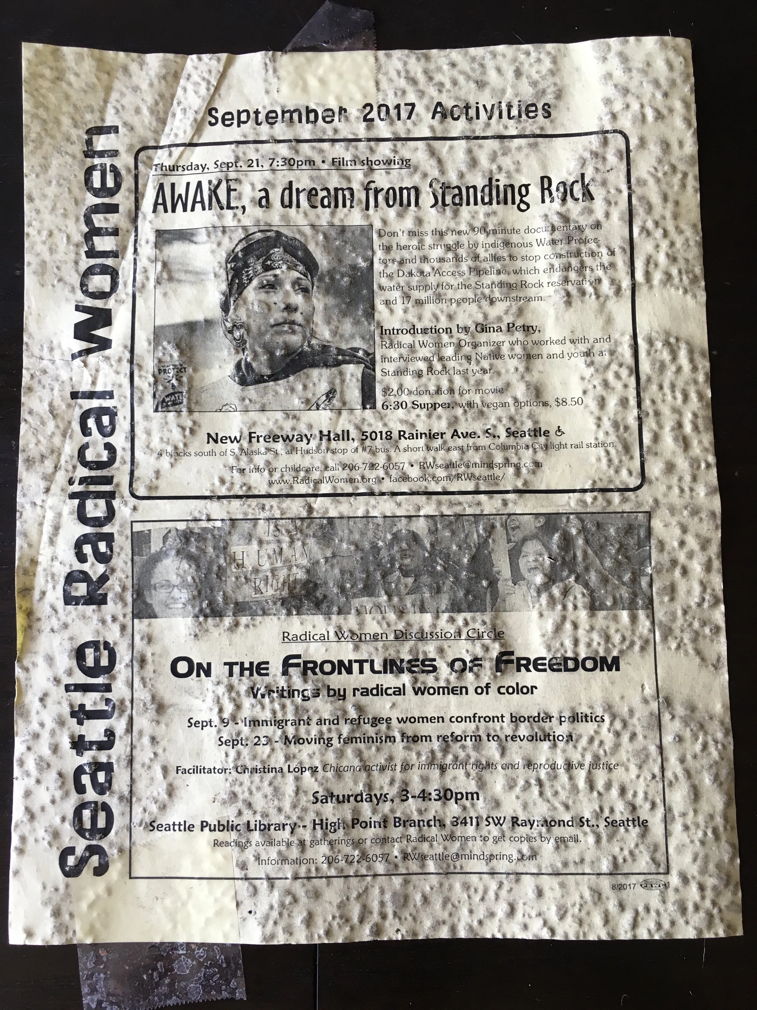 I'm glad I found this event flyer from Seattle's 'Radical Women' in the street today