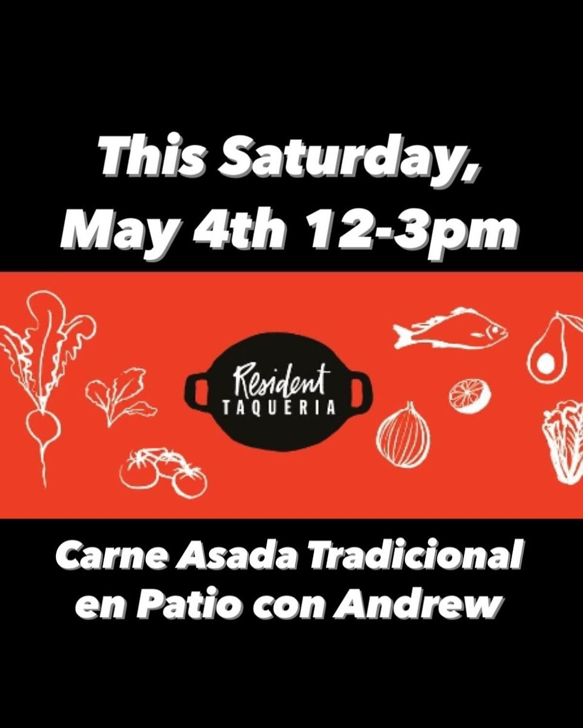 Since Cinco de Mayo is on a Sunday this year and we will be closed, come celebrate early with us on May 5th from 12-3pm. I will be grilling traditional Carne Asada tacos!  Bring a chair and pull up a seat and drink with your neighbors!  SALUD!