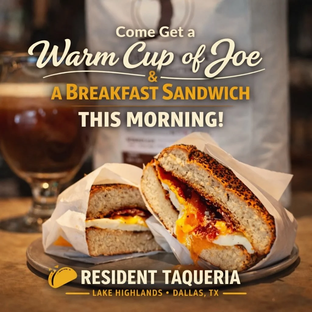 ☕️🥪 Good morning, Lake Highlands.
Come grab a warm cup of joe and one of our breakfast sandwiches.
We&rsquo;re ready for you.
#ResidentTaqueria #MorningAtResident #LakeHighlan