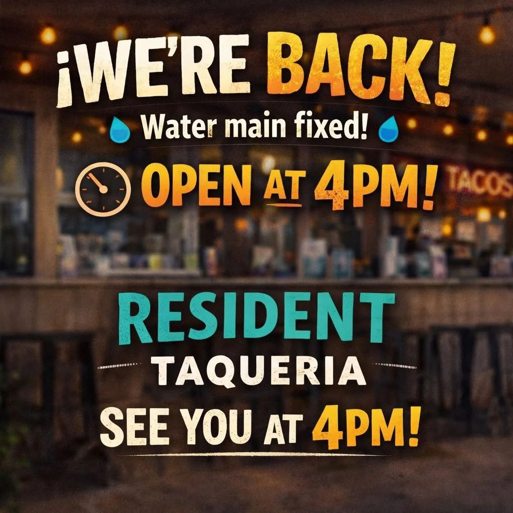 Thanks for your patience, friends. 💛
The water main is fixed and we&rsquo;re back open at 4PM today.
Can&rsquo;t wait to serve you!