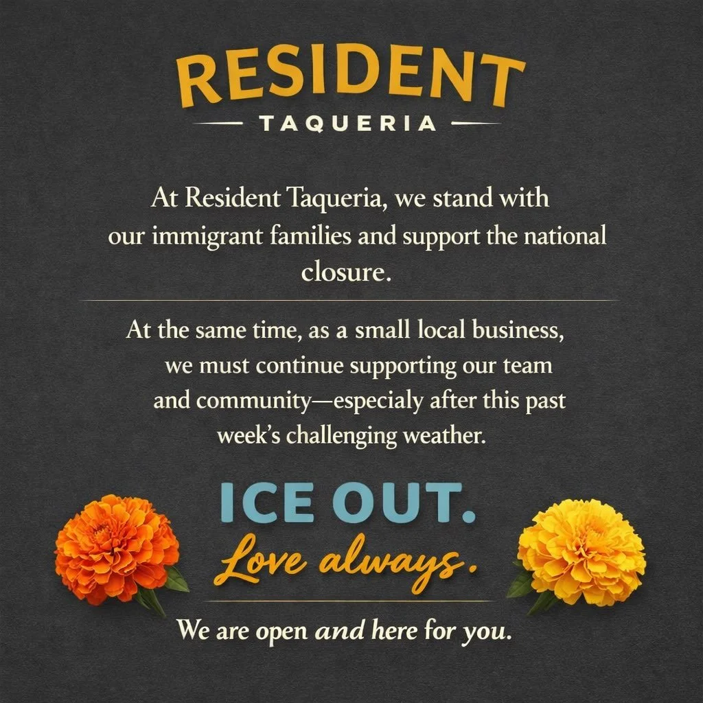 ICE OUT. Love in. Community first. 💛
We&rsquo;re open and here for our people&mdash;always.