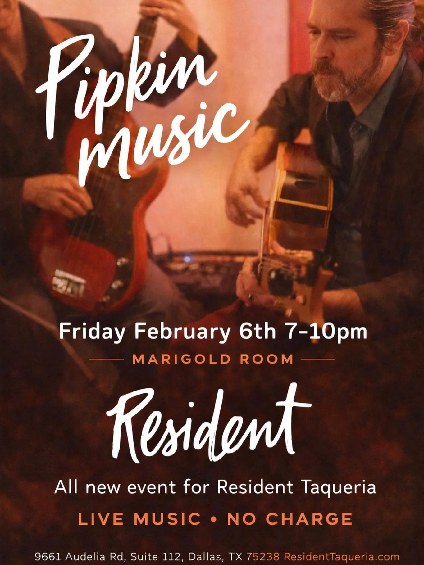 Are you planning to attend this Friday 7-10pm to enjoy Resident Taquerias first live music event in the marigold room?
