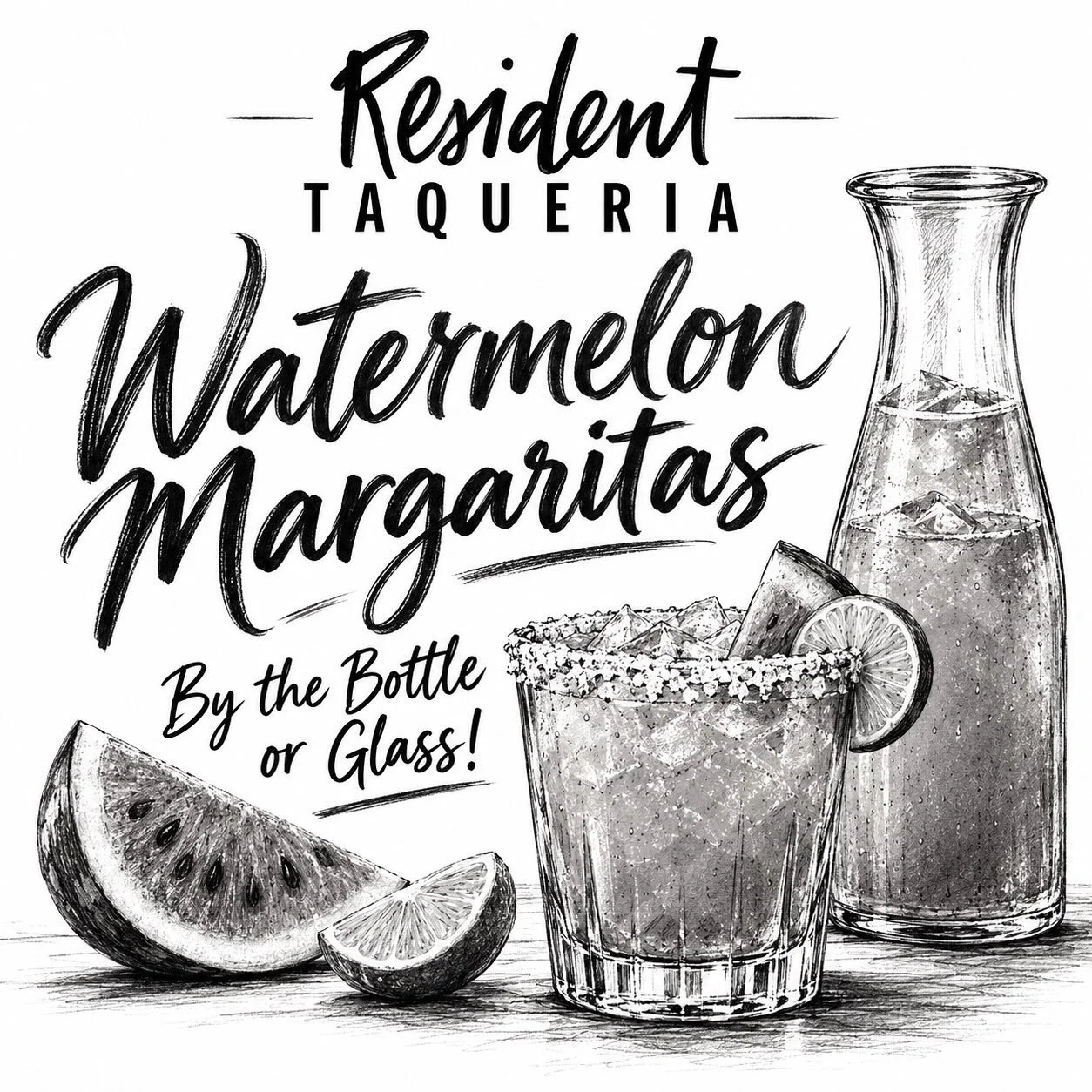 Watermelon Margaritas are pouring at Resident! 🍉

Fresh, bright, and made for sharing &mdash; enjoy one by the glass or grab a bottle for the table.

Come see us in Lake Highlands and make it a margarita kind of day.

Resident Taqueria
Good tacos. C