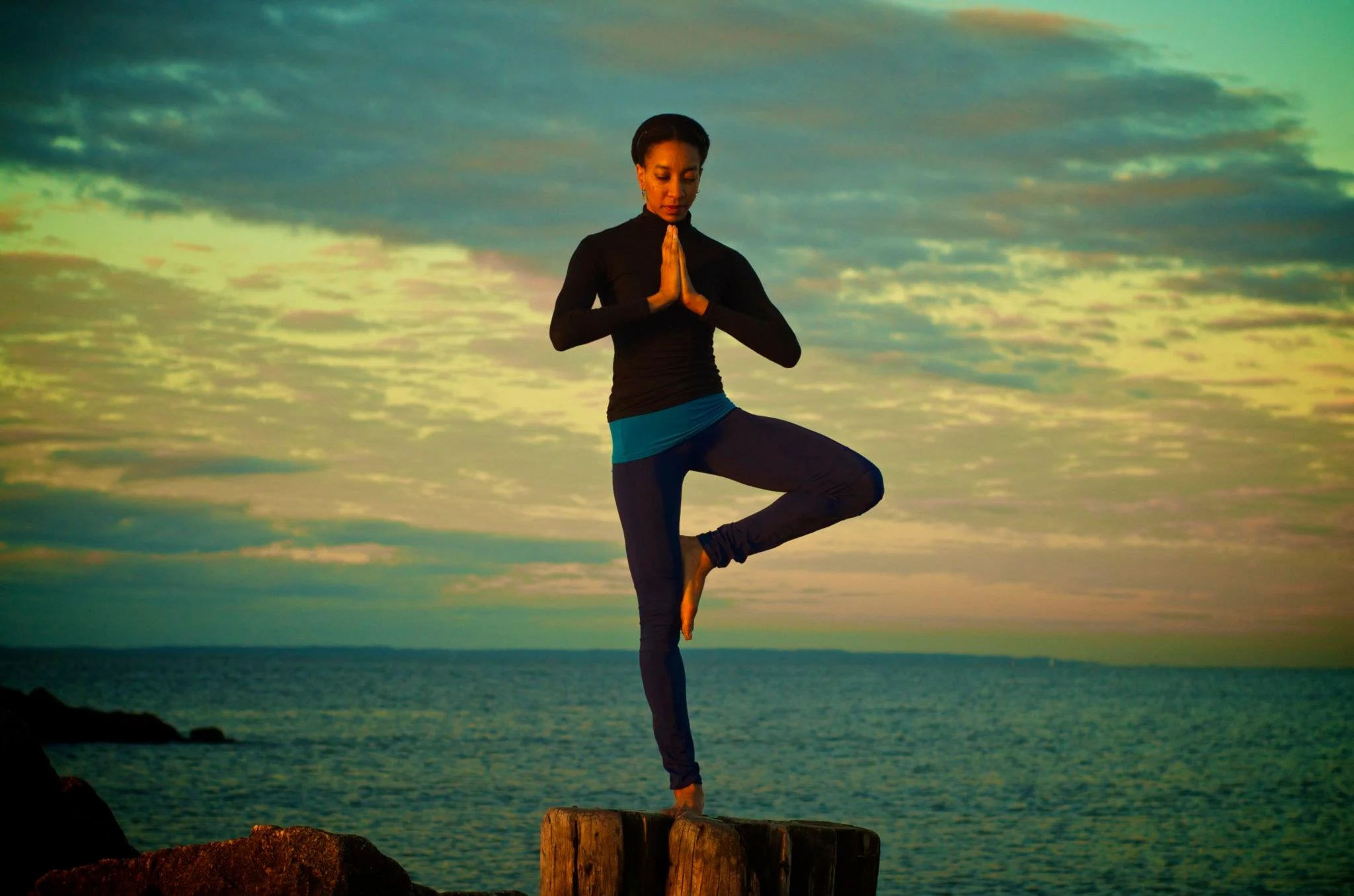 Vrksasana, Tree Pose (by the ocean)