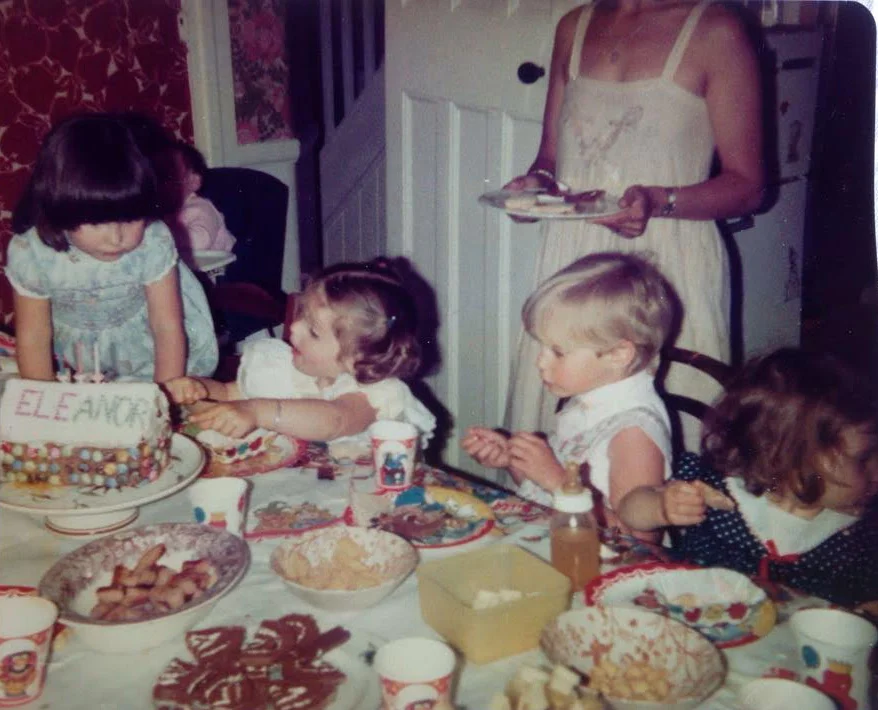 Ph: My 3rd birthday - I'm second from left and my sister Zoe, far right.