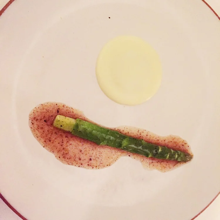 asparagus braised with potato and black truffle 