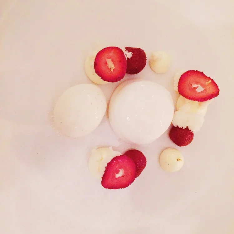 strawberries poached with vanilla and elderflower 