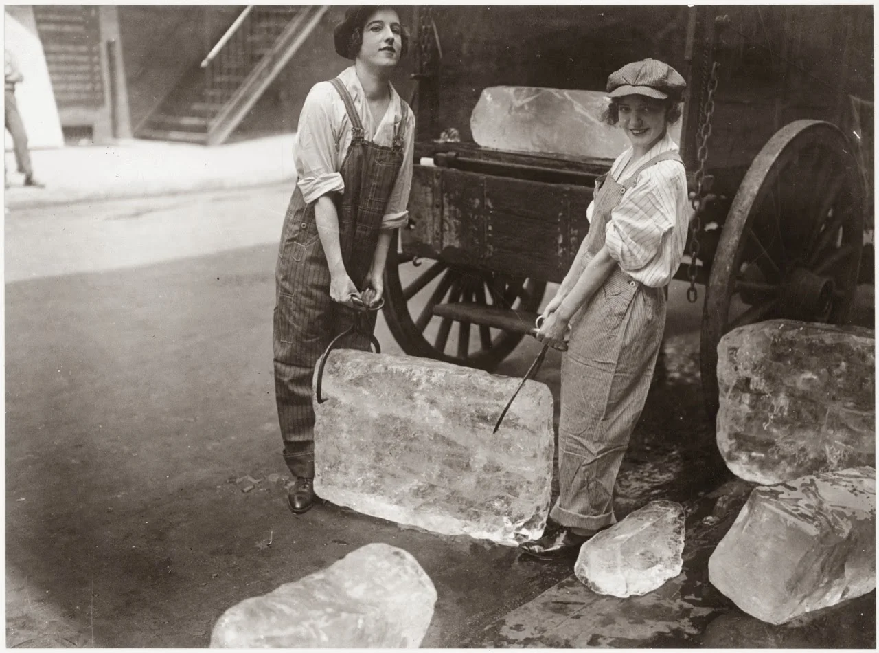 Girls delivering ice, circa 1918