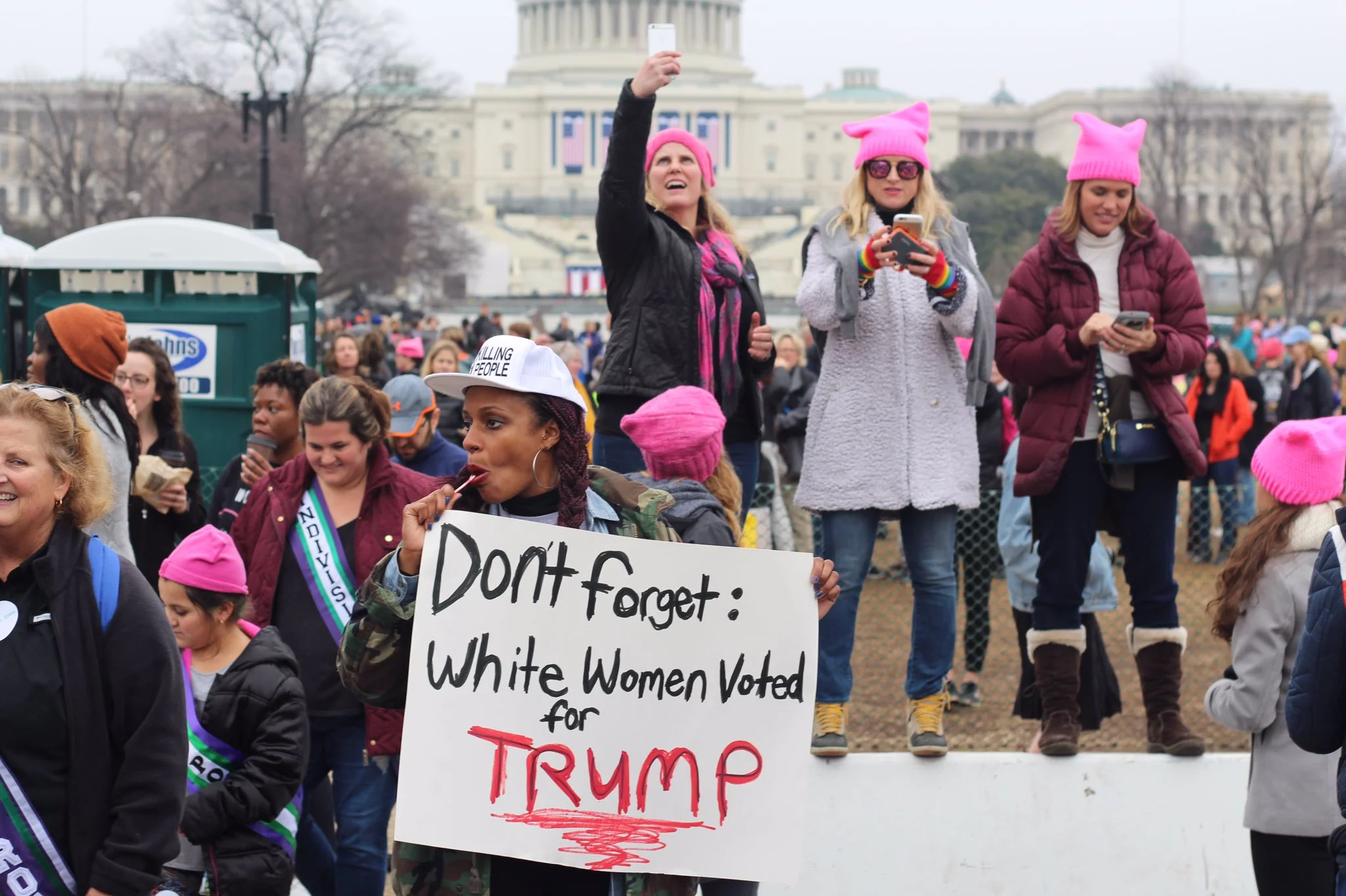 Angela Peoples (left) at the 2017 Women’s March. Photo: Kevin Banatte