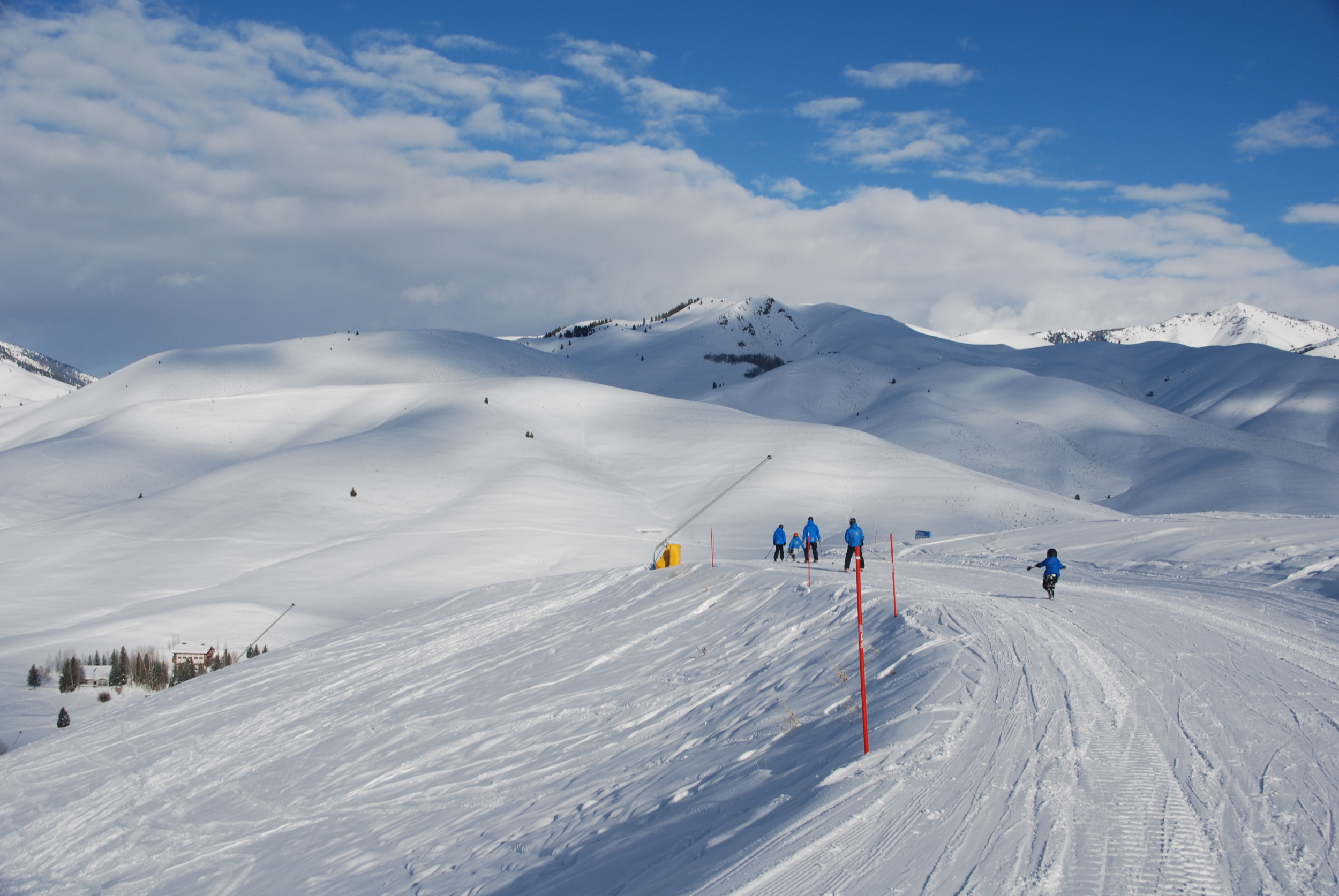 The crew heads to Elkhorn lift off Dollar, for some pow turns.
